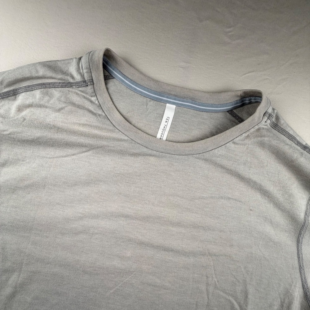 Ten Thousand Durable Shirt Training Tee Mens Large Gray Solid Flatlock Seams 272